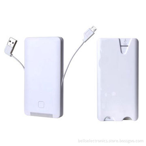 5000mAh Built-in dual USB charging cable power bank for iPhone, Samsung